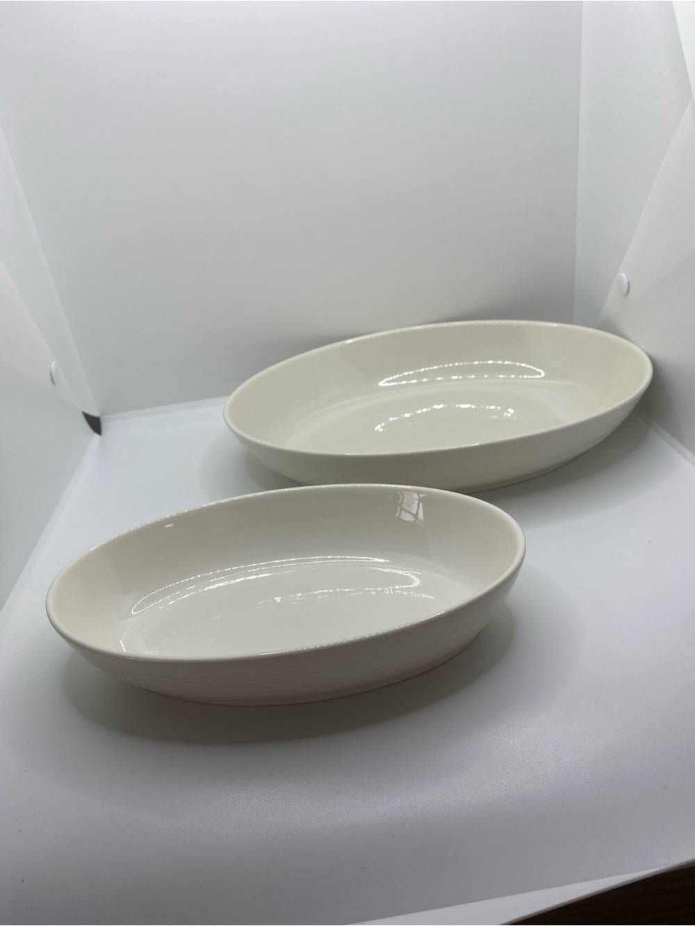 Wedgwood Jasper Conran Cookware Oval Serving Bowls Set of 2 Ribbed Quiet Luxury